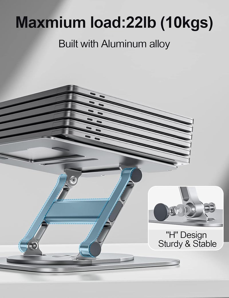MCHOSE Laptop Stand, 360 Swivel Aluminum Computer Stand Ergonomic Laptop Riser Notebook Holder Compatible with 17 inch MacBook Air Pro, Dell XPS, HP, Lenovo More Laptops,Grey - Image 5